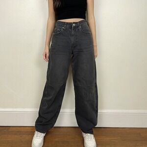BDG Urban Outfitters Barrel Leg Jeans Womens 24 High Waisted Gray‎ Baggy